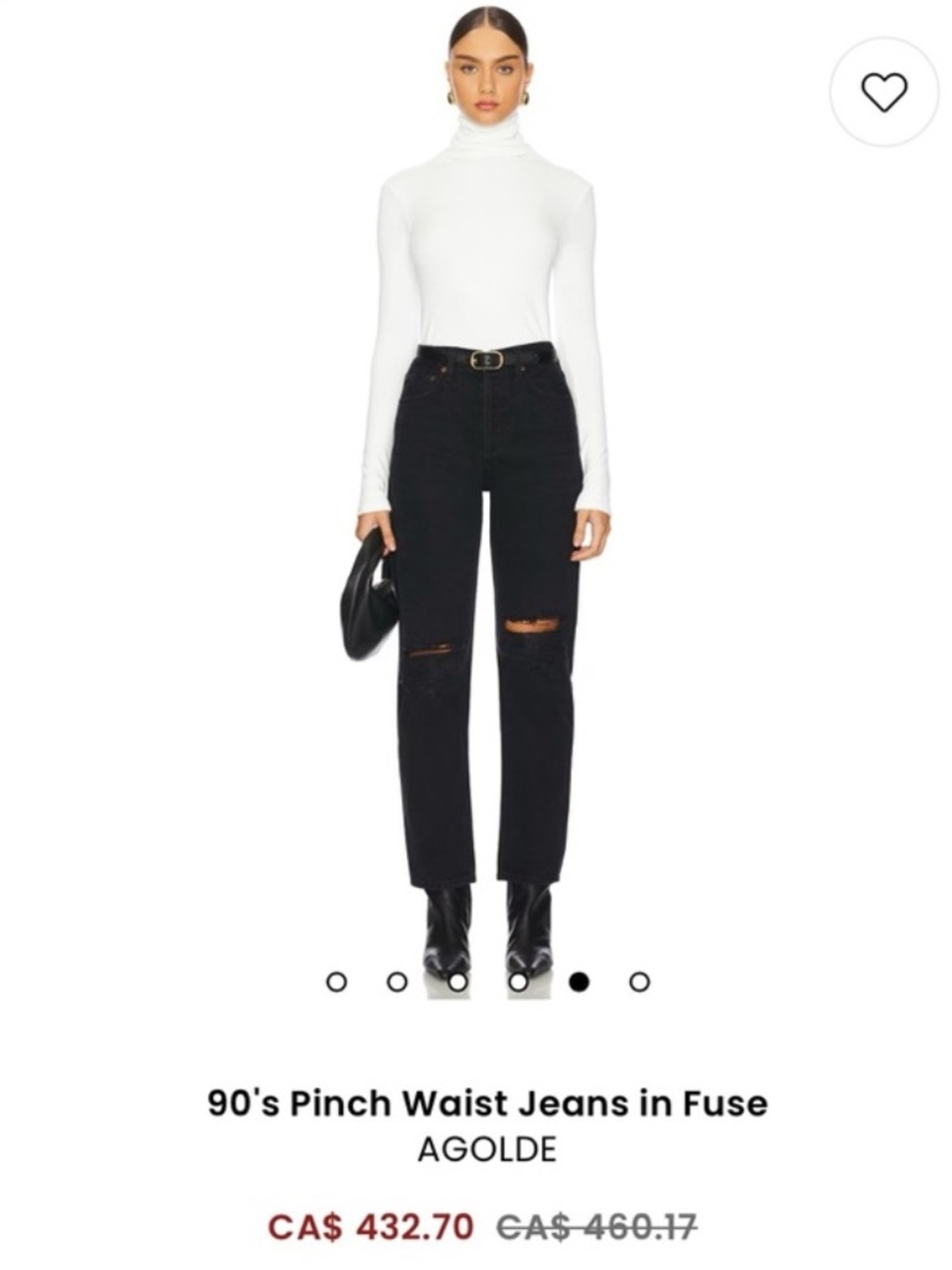NWT Agolde Jean 90'S Pinch Waist High Rise Straight Leg Women's Size 28 Organic